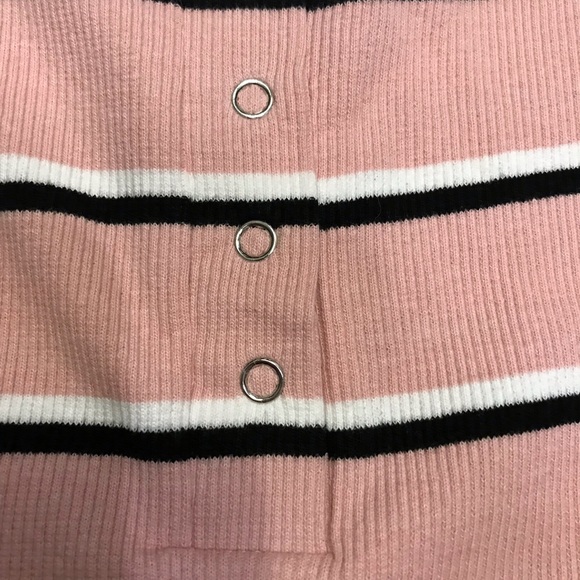 Women’s Pink, Black & White Crop Top - Picture 3 of 5